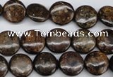 CBZ72 15.5 inches 12mm flat round bronzite gemstone beads