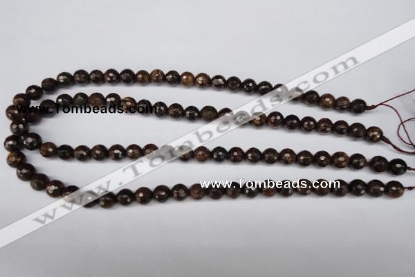 CBZ94 15.5 inches 8mm faceted round bronzite gemstone beads