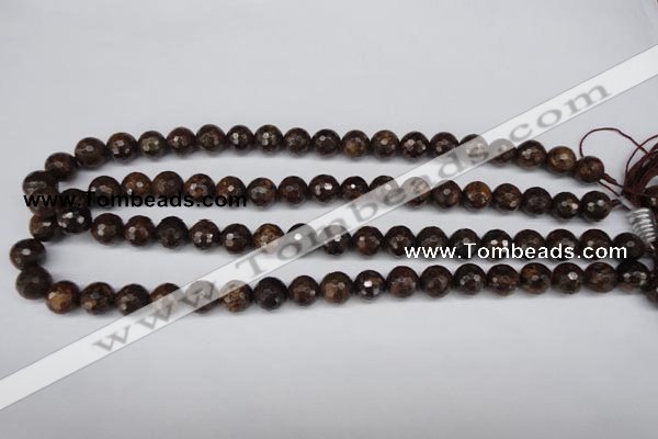 CBZ95 15.5 inches 10mm faceted round bronzite gemstone beads