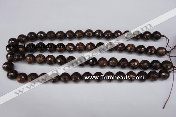 CBZ96 15.5 inches 12mm faceted round bronzite gemstone beads