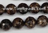 CBZ97 15.5 inches 14mm faceted round bronzite gemstone beads