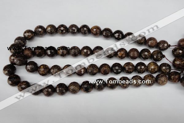 CBZ97 15.5 inches 14mm faceted round bronzite gemstone beads