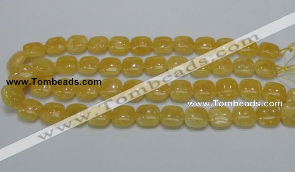 CCA14 15.5 inches 15*15mm square double drilled yellow calcite beads