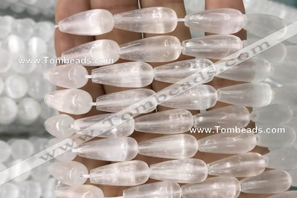 CCA375 15.5 inches 8*20mm teardrop white calcite gemstone beads