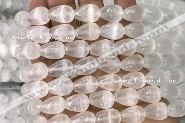 CCA376 15.5 inches 10*14mm teardrop white calcite gemstone beads