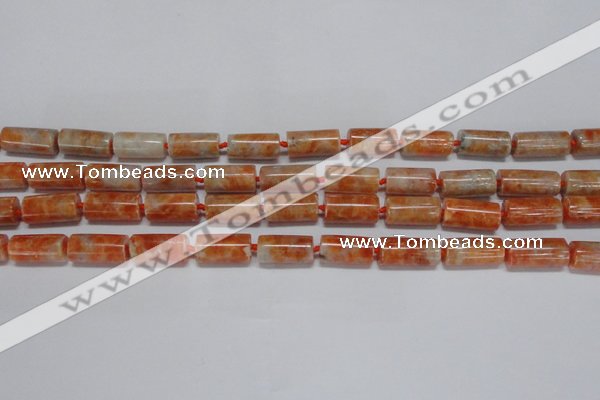 CCA465 15.5 inches 8*16mm tube orange calcite gemstone beads