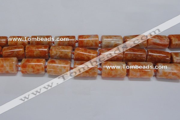 CCA467 15.5 inches 15*22mm tube orange calcite gemstone beads