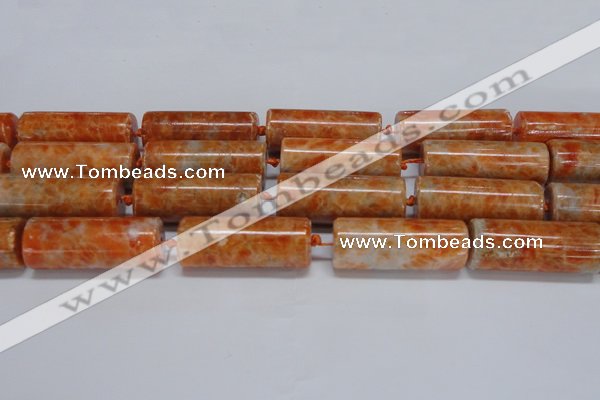 CCA468 15.5 inches 15*40mm tube orange calcite gemstone beads