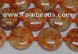 CCA475 15.5 inches 15mm flat round orange calcite gemstone beads