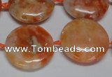 CCA476 15.5 inches 20mm flat round orange calcite gemstone beads