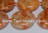 CCA477 15.5 inches 25mm flat round orange calcite gemstone beads