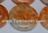 CCA479 15.5 inches 35mm flat round orange calcite gemstone beads