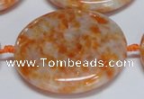 CCA480 15.5 inches 40mm flat round orange calcite gemstone beads