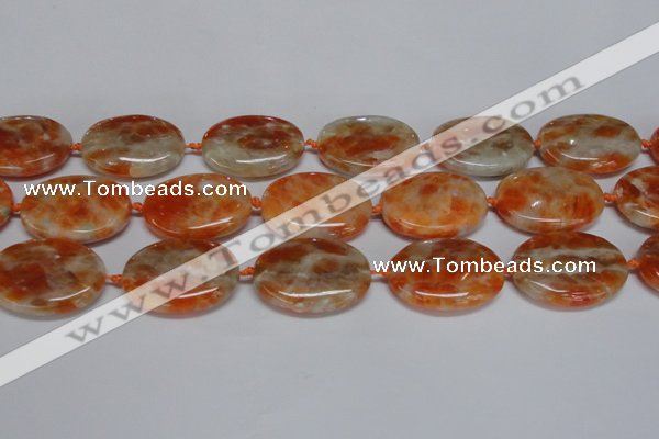 CCA486 15.5 inches 22*30mm oval orange calcite gemstone beads