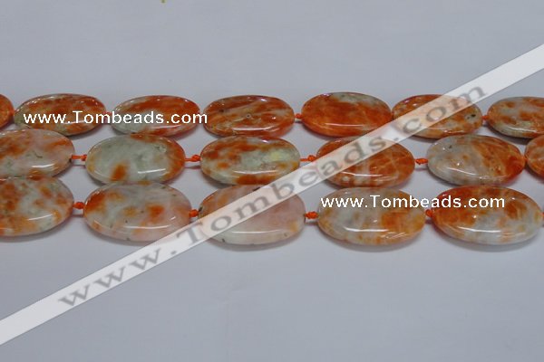 CCA487 15.5 inches 25*35mm oval orange calcite gemstone beads