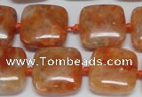 CCA492 15.5 inches 15mm square orange calcite gemstone beads