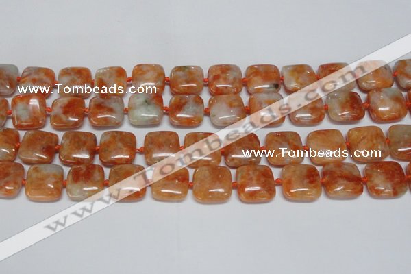 CCA492 15.5 inches 15mm square orange calcite gemstone beads