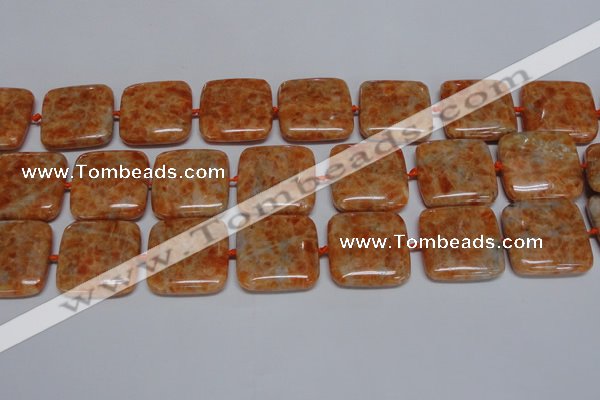 CCA494 15.5 inches 25mm square orange calcite gemstone beads