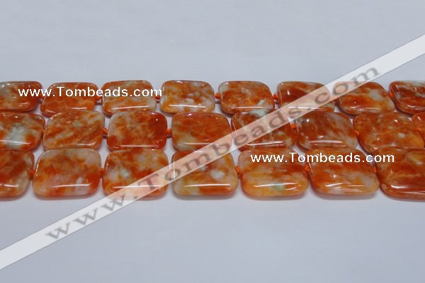 CCA495 15.5 inches 30mm square orange calcite gemstone beads