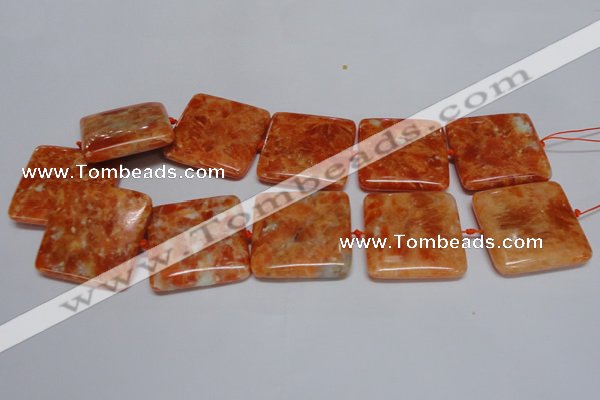 CCA496 15.5 inches 35mm square orange calcite gemstone beads