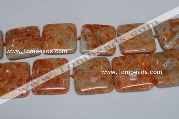 CCA497 15.5 inches 40mm square orange calcite gemstone beads