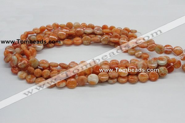 CCA54 15.5 inches 12mm flat round orange calcite gemstone beads