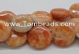 CCA55 15.5 inches 16mm flat round orange calcite gemstone beads