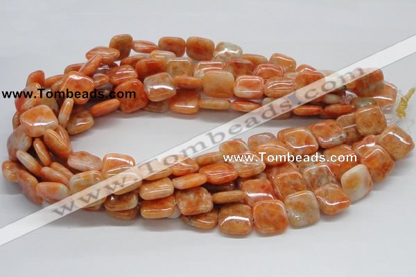 CCA57 15.5 inches 16*16mm square orange calcite gemstone beads