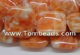 CCA58 15.5 inches 20*20mm square orange calcite gemstone beads