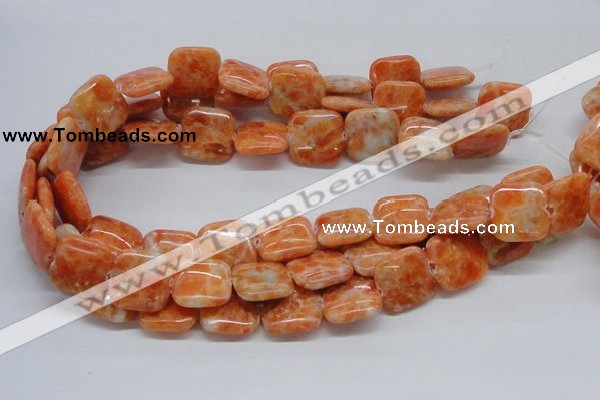 CCA58 15.5 inches 20*20mm square orange calcite gemstone beads