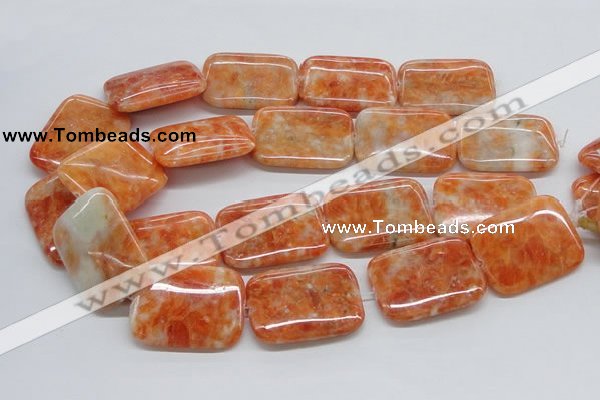 CCA61 15.5 inches 30*40mm rectangle orange calcite gemstone beads