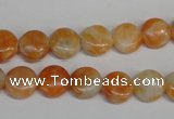 CCA63 15.5 inches 10mm flat round orange calcite gemstone beads