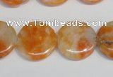 CCA64 15.5 inches 20mm flat round orange calcite gemstone beads