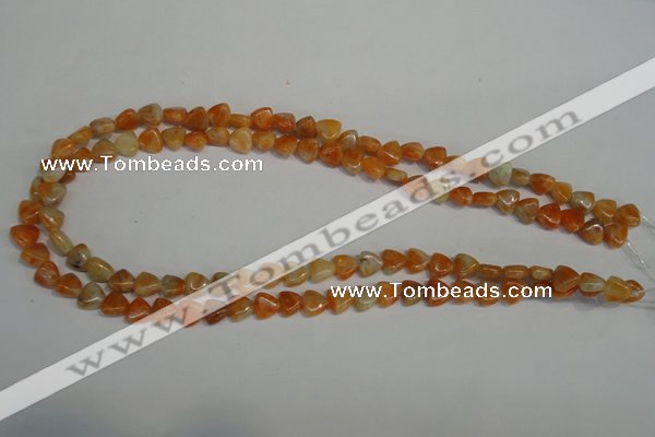 CCA68 15.5 inches 8*8mm triangle orange calcite gemstone beads