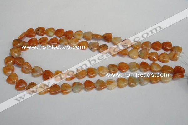 CCA69 15.5 inches 12*12mm triangle orange calcite gemstone beads