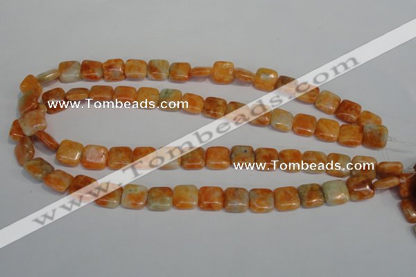 CCA72 15.5 inches 12*12mm square orange calcite gemstone beads