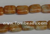 CCA75 15.5 inches 10*14mm rectangle orange calcite gemstone beads