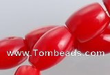 CCB03 15.5 inches 6*8mm drum shape red coral beads Wholesale