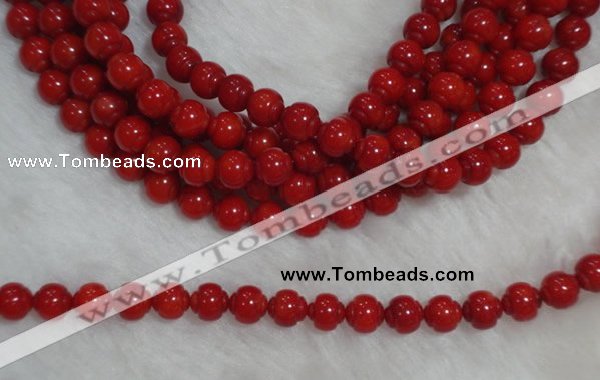 CCB08 15.5 inches 6*7mm lantern shape red coral beads Wholesale