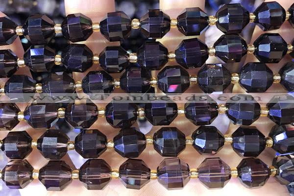CCB1011 15 inches 9*10mm faceted smoky quartz beads