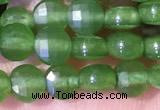 CCB1038 15 inches 4mm faceted coin green agate beads