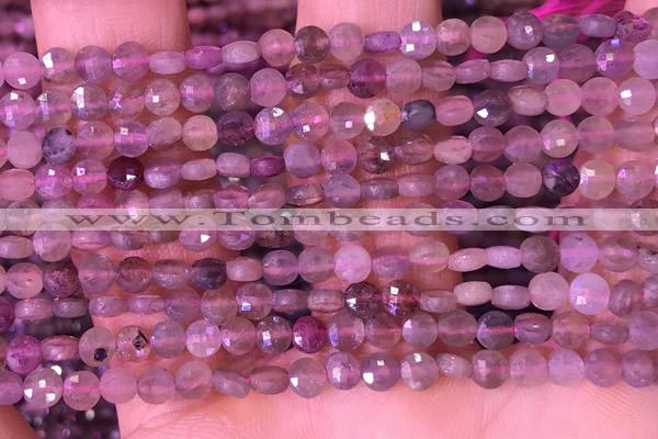 CCB1041 15 inches 4mm faceted coin ruby beads