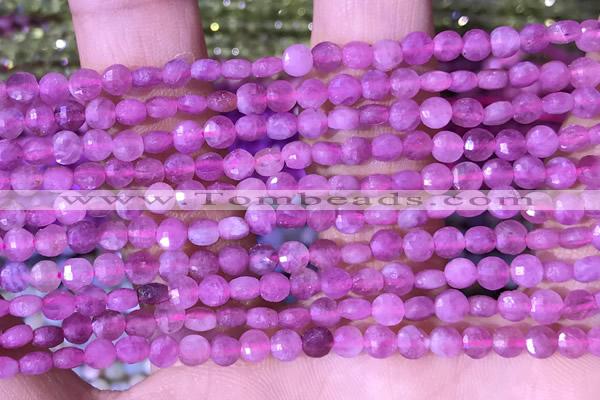 CCB1043 15 inches 4mm faceted coin tourmaline beads
