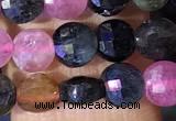 CCB1055 15 inches 4mm faceted coin tourmaline beads