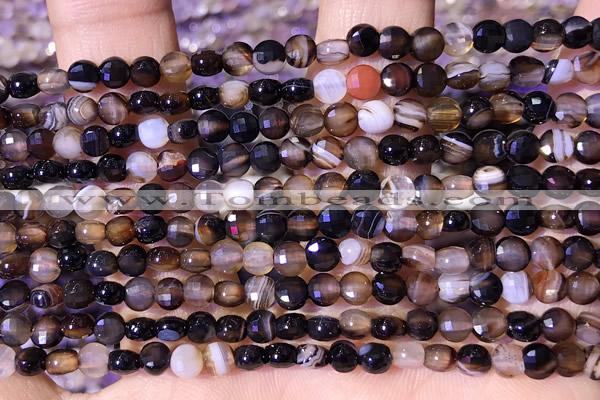 CCB1060 15 inches 4mm faceted coin agate beads
