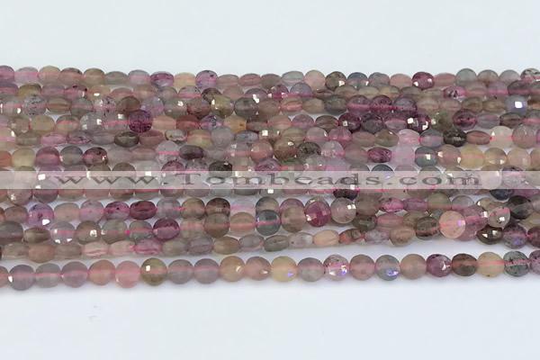 CCB1159 15 inches 4mm faceted coin gemstone beads