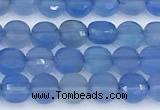 CCB1166 15 inches 4mm faceted coin blue agate beads