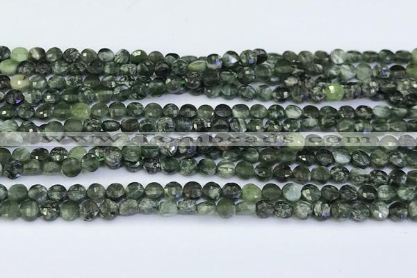 CCB1170 15 inches 4mm faceted coin seraphinite beads