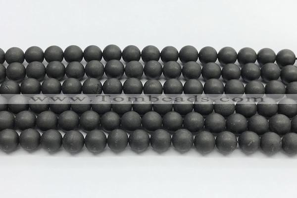 CCB1187 15 inches 8mm round matte shungite gemstone beads