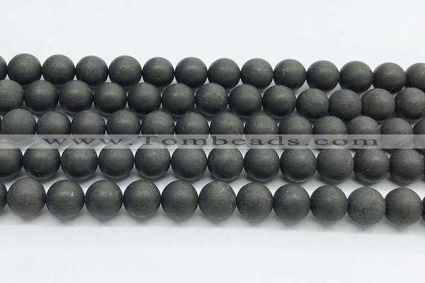 CCB1188 15 inches 10mm round matte shungite gemstone beads